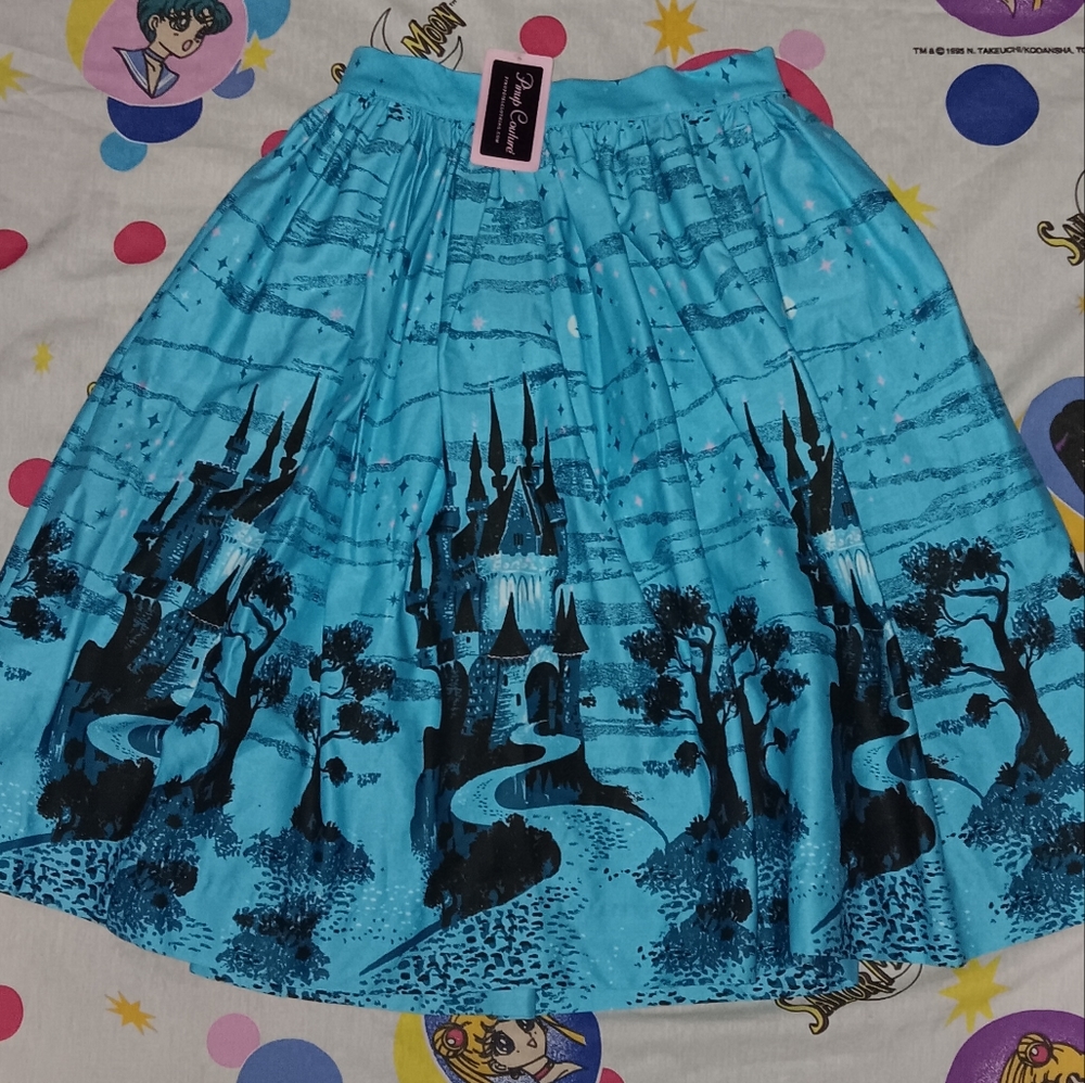 New Pinup Couture Princess Castle All Over Print Skirt Vintage Inspired Fashions
